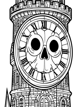 Tower Clock - Free printable coloring page