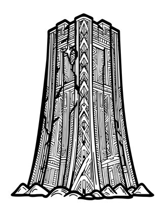 Tower and Dawn - Free printable coloring page