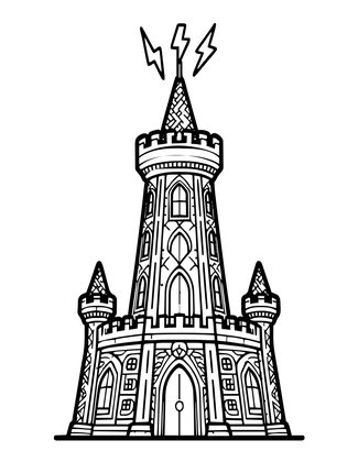 Tower and Lightning - Free printable coloring page