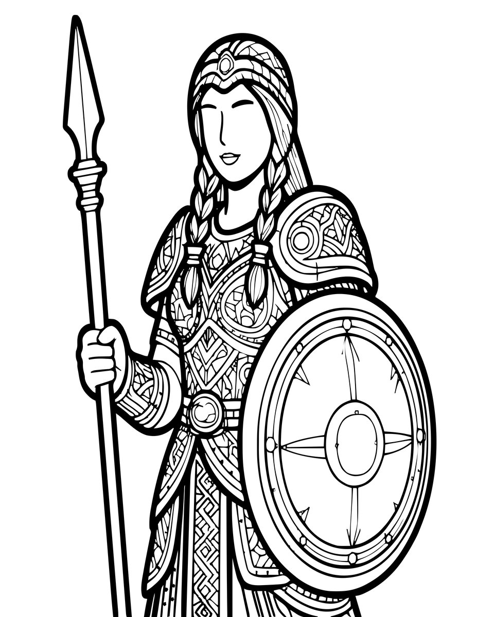 Shield Maiden - free printable coloring page