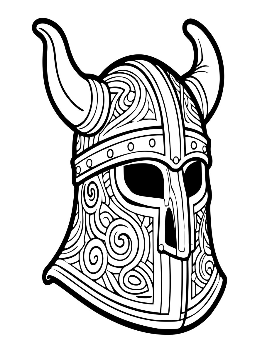 Viking Helmet - free printable coloring page