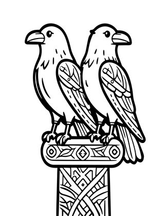 Hugin and Munin - Free printable coloring page