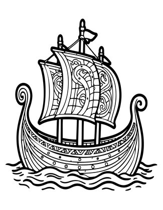 Viking Longship - Free printable coloring page