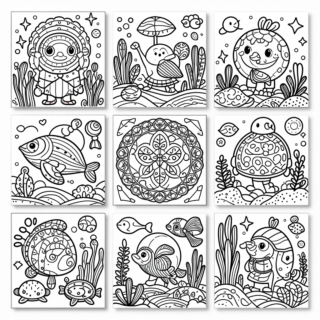 Ocean Life coloring pages collection - 40 free printable pages