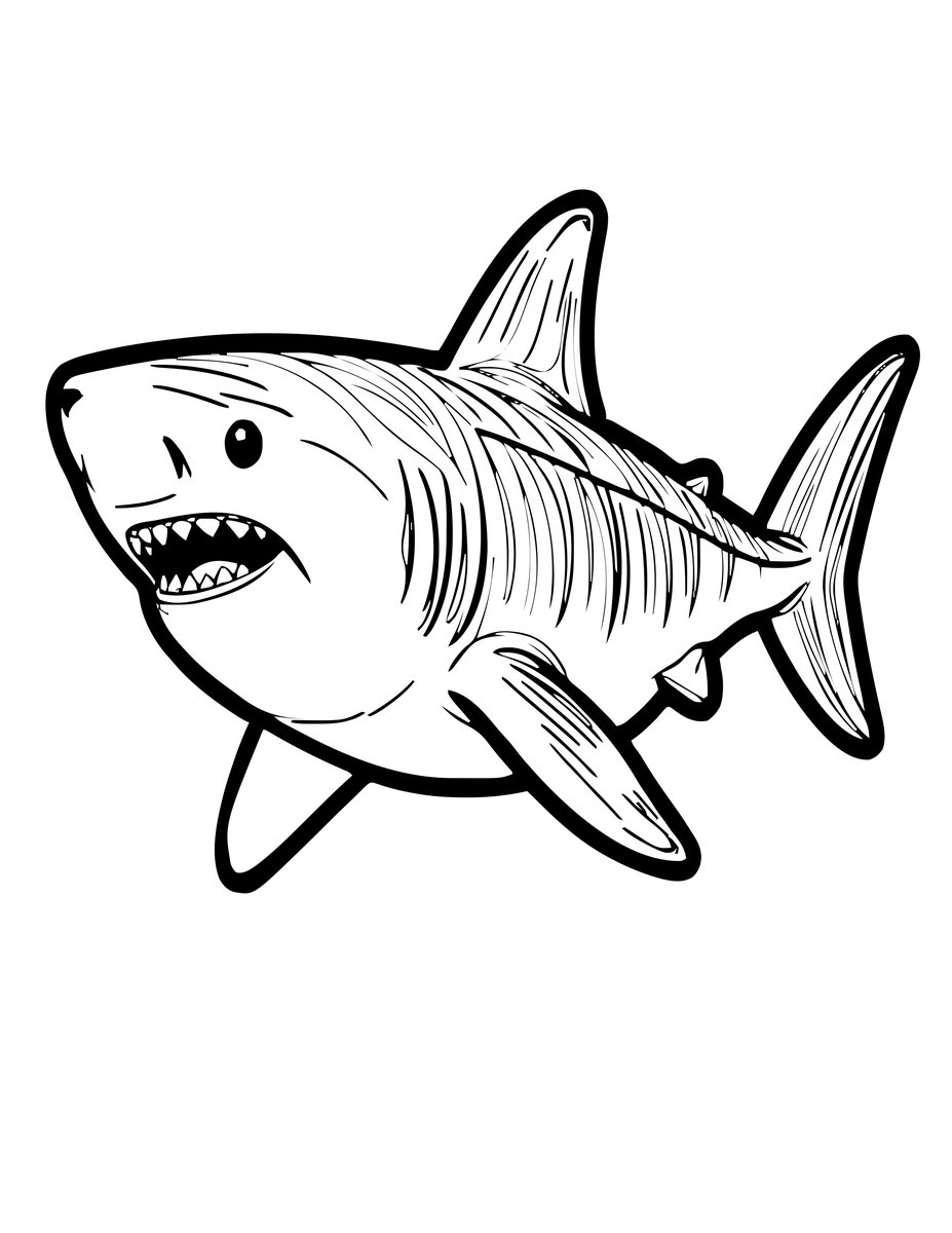 Great White Shark - free printable coloring page