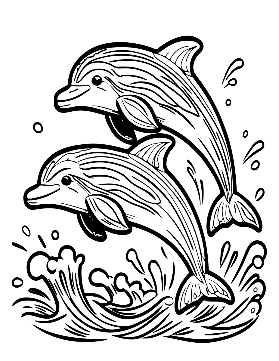 Dolphin Pod - free printable coloring page