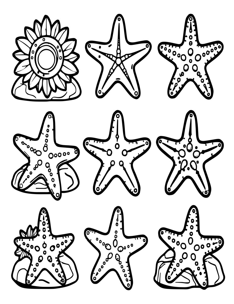 Starfish Cluster - free printable coloring page
