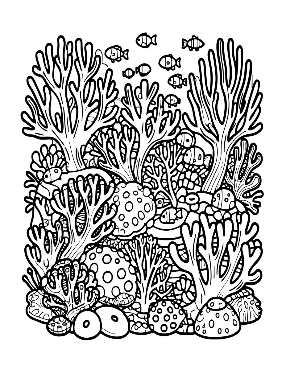 Coral Reef Scene - free printable coloring page