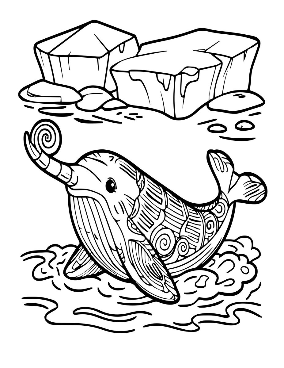 Narwhal - free printable coloring page