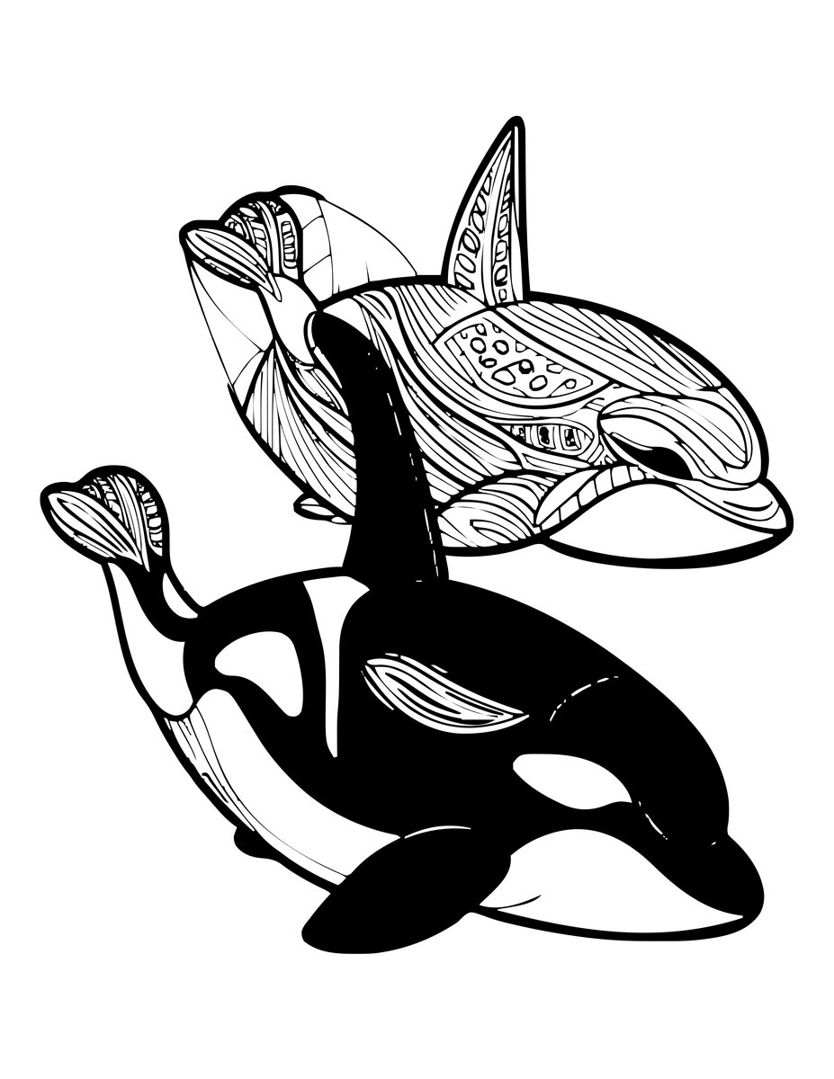 Orca Family - free printable coloring page