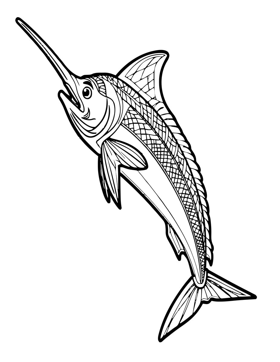 Swordfish - free printable coloring page