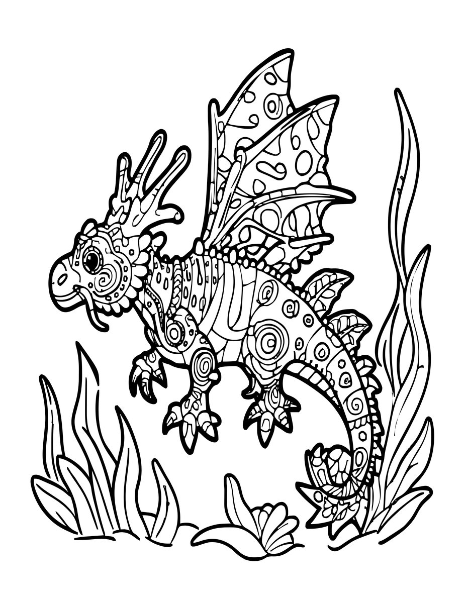 Sea Dragon - free printable coloring page