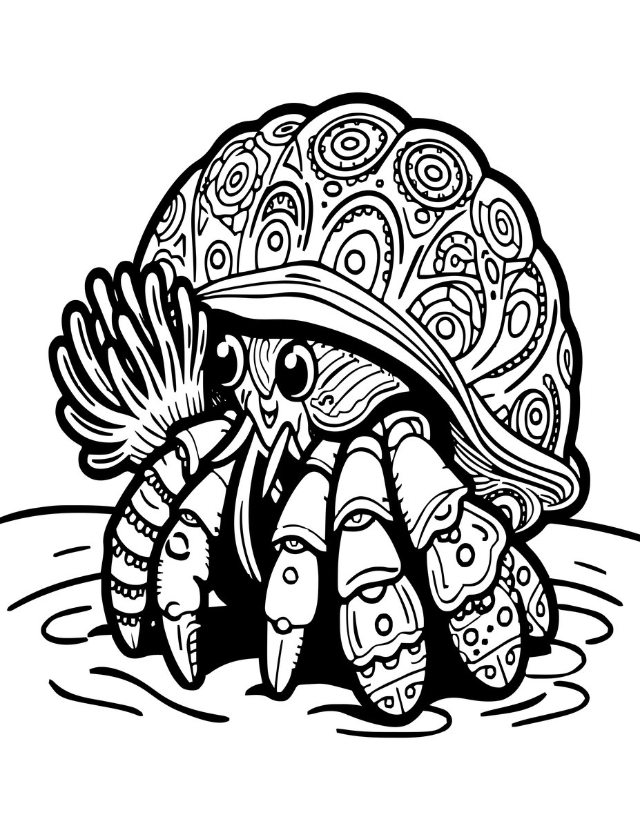Hermit Crab - free printable coloring page