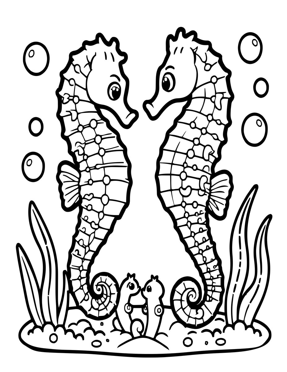Sea Horse Nursery - free printable coloring page