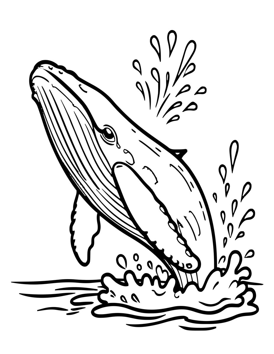 Whale Breach - free printable coloring page