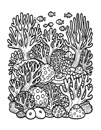 Coral Reef Scene - Free printable coloring page