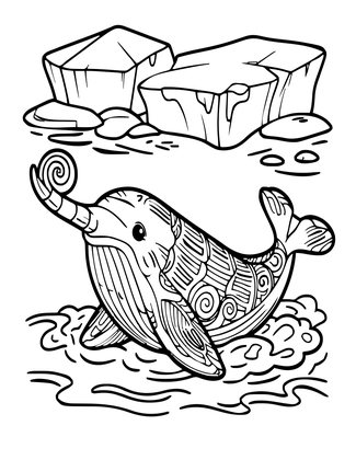 Narwhal - Free printable coloring page