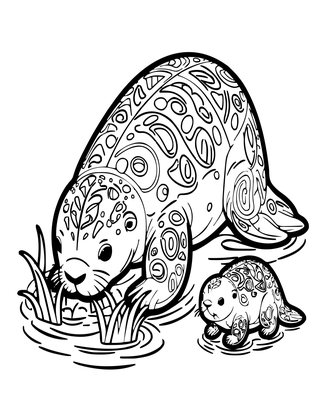 Manatee - Free printable coloring page