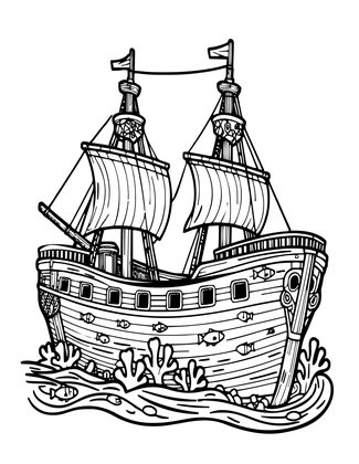 Sunken Ship - Free printable coloring page
