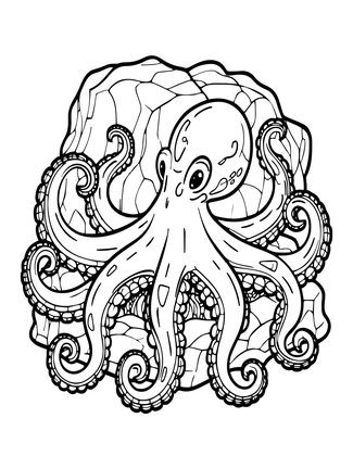 Octopus Den - Free printable coloring page