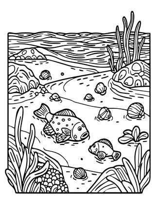 Ocean Floor Panorama - Free printable coloring page