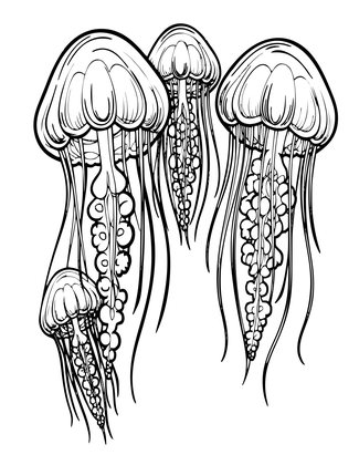 Jellyfish Bloom - Free printable coloring page