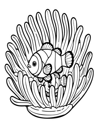 Clownfish & Anemone - Free printable coloring page