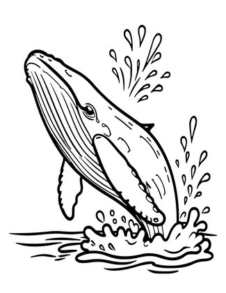 Whale Breach - Free printable coloring page