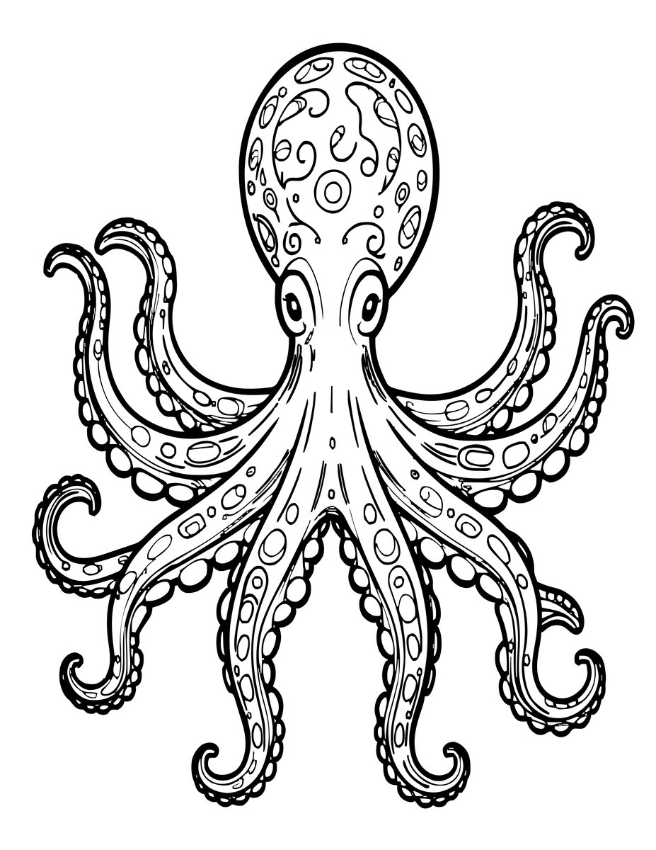 Giant Pacific Octopus - free printable coloring page