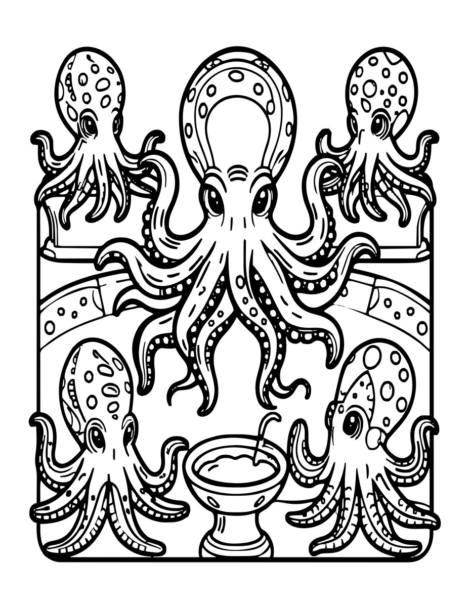 Octopus and Cuttlefish - free printable coloring page