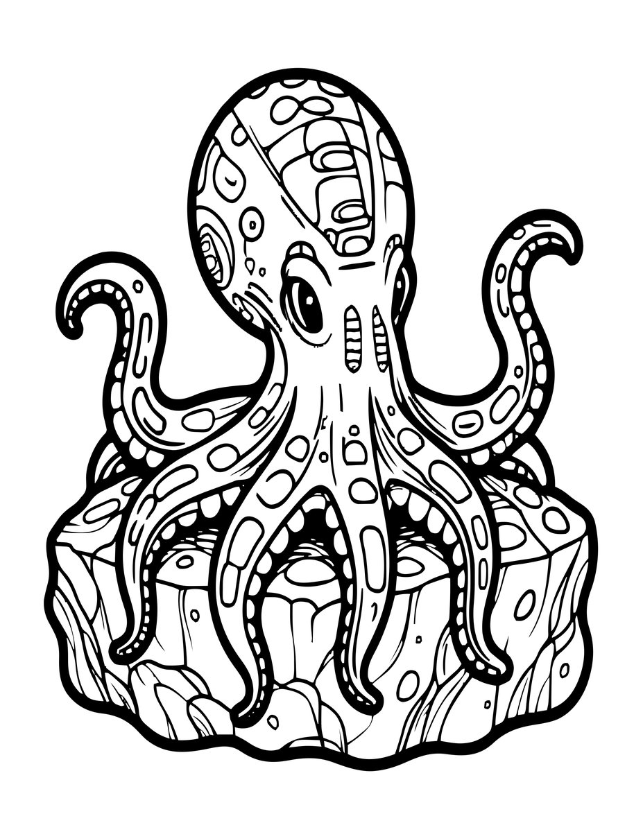 Octopus Camouflage - free printable coloring page