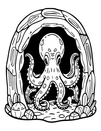 Octopus Den - Free printable coloring page