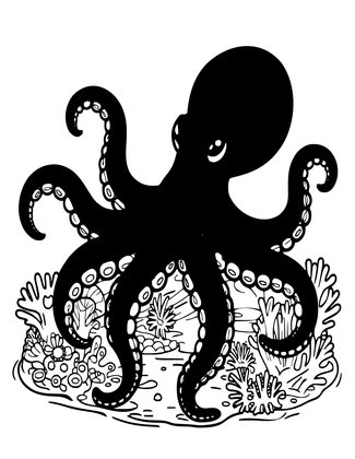 Day Octopus - Free printable coloring page