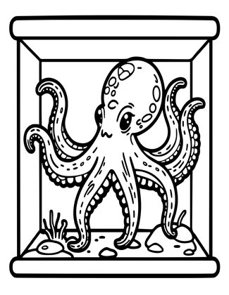 Octopus Aquarium - Free printable coloring page