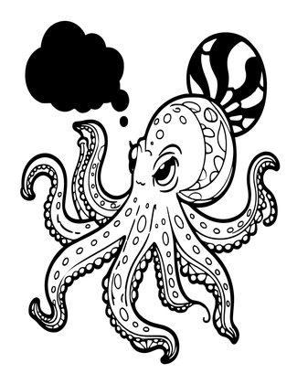 Octopus Ink Cloud - Free printable coloring page