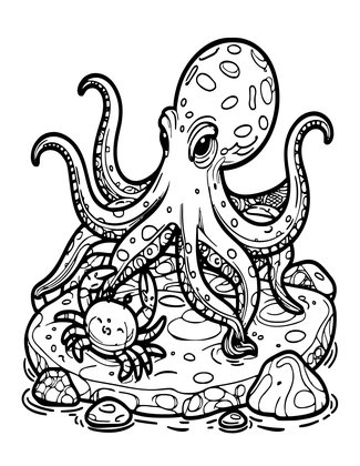 Octopus Hunting - Free printable coloring page