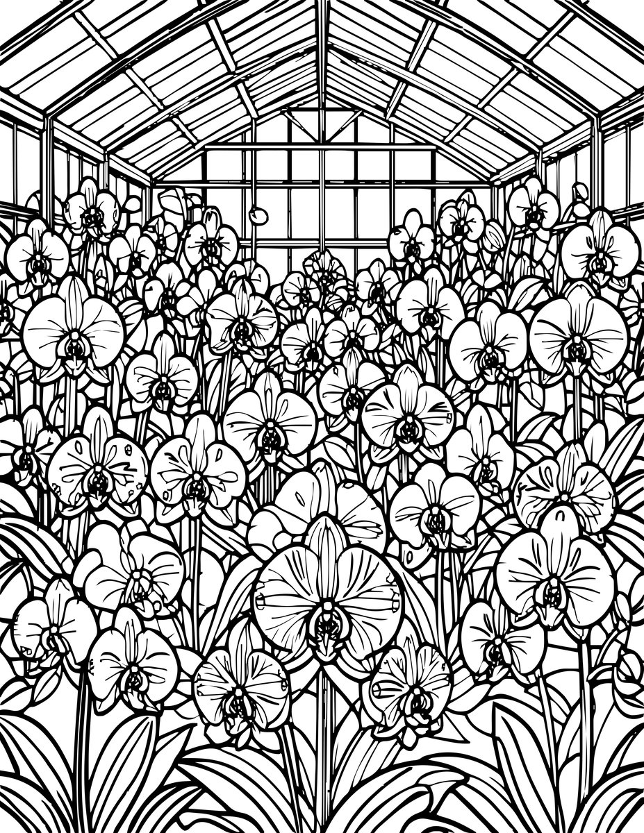 Orchid Greenhouse - free printable coloring page