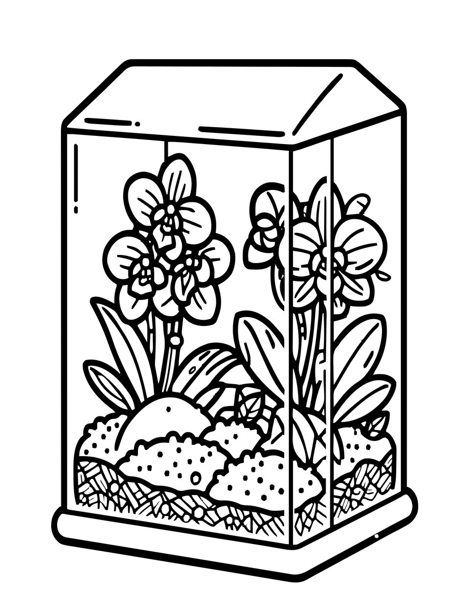 Orchid Terrarium - free printable coloring page