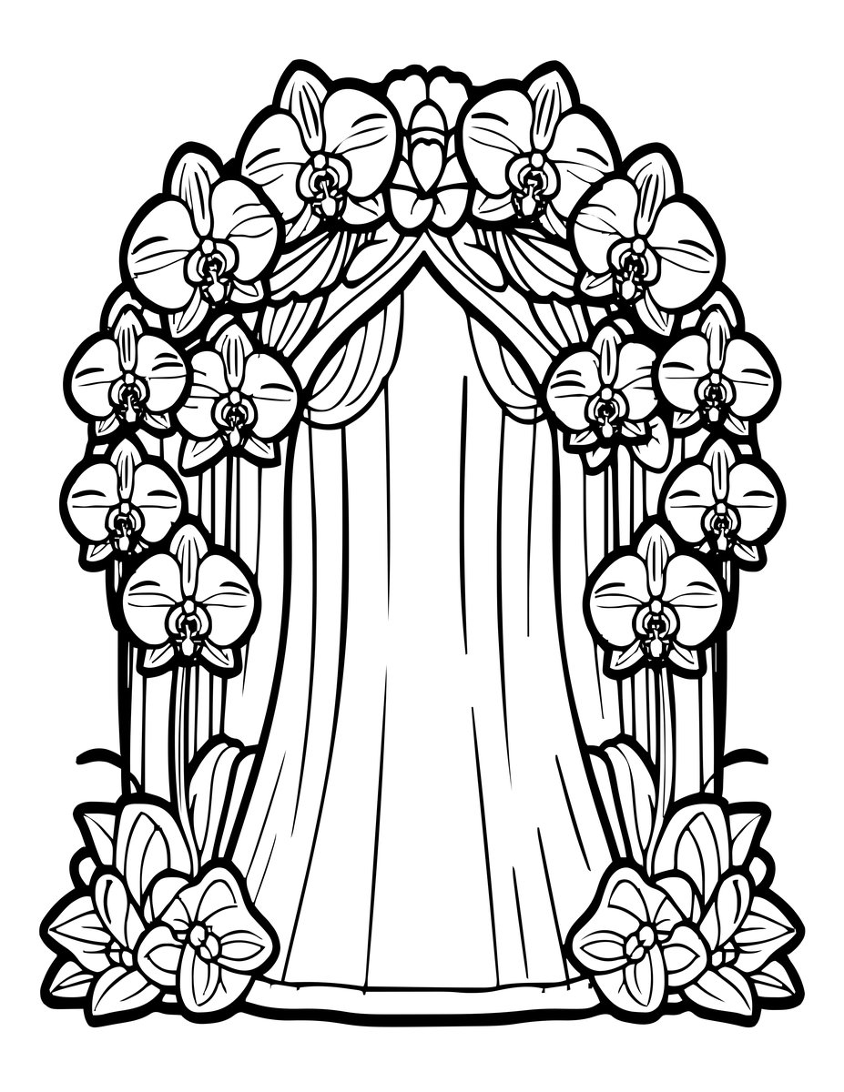 Orchid Wedding Display - free printable coloring page