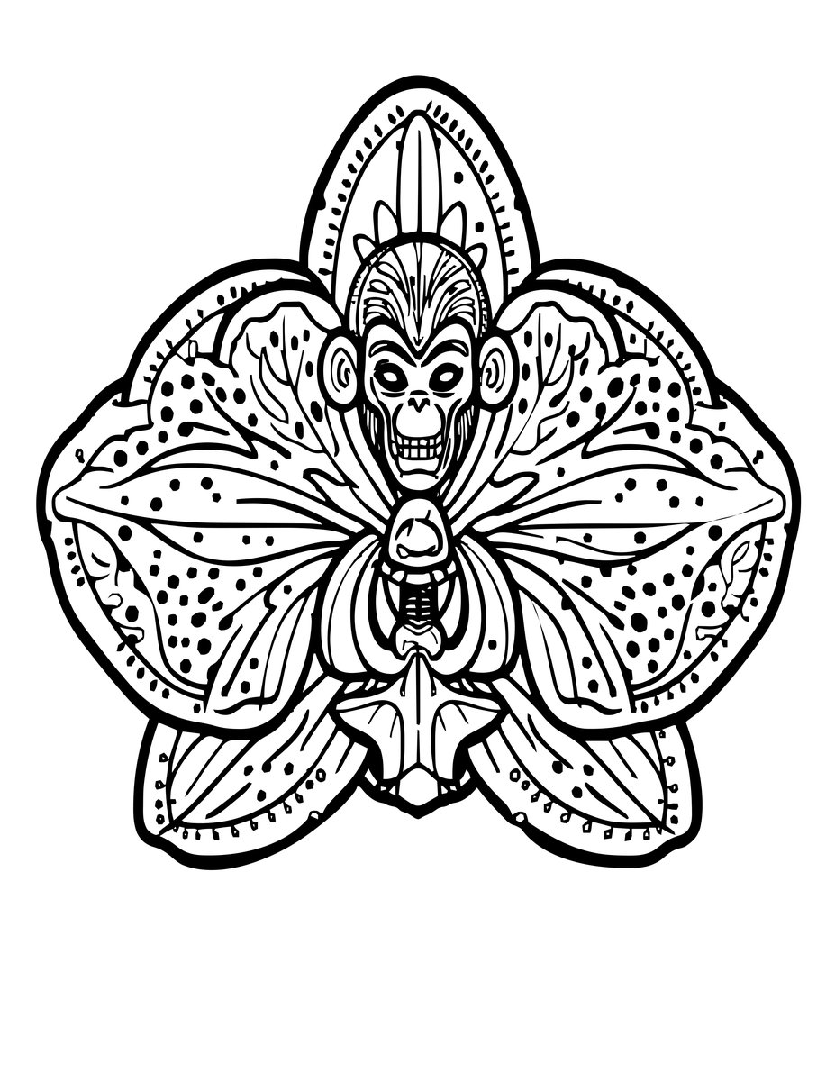 Dracula Orchid - free printable coloring page