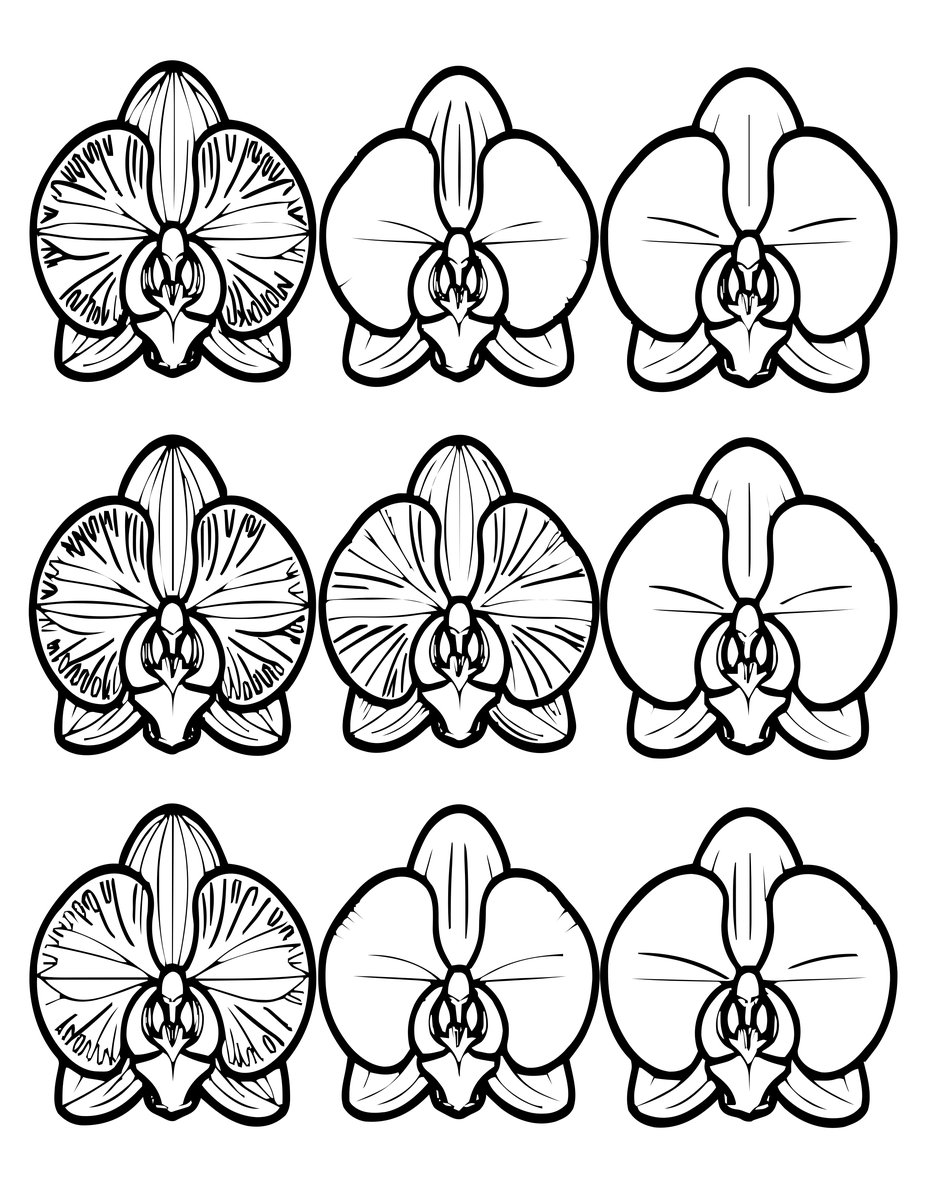 Orchid Bud Opening - free printable coloring page