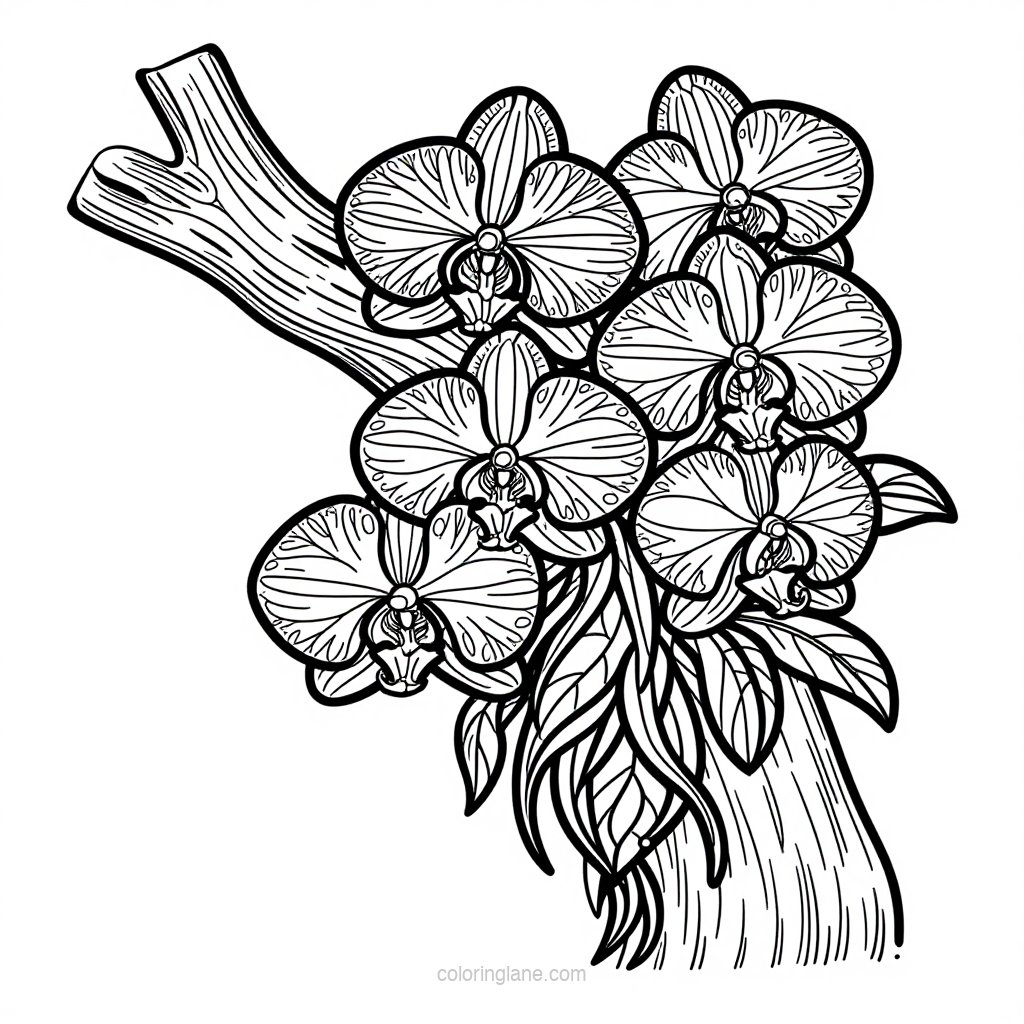 Dendrobium Cluster - free printable coloring page