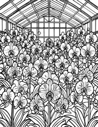 Orchid Greenhouse - Free printable coloring page