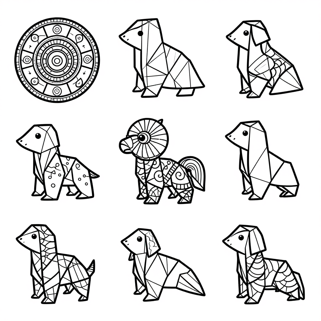 Origami Animals coloring pages collection - 30 free printable pages