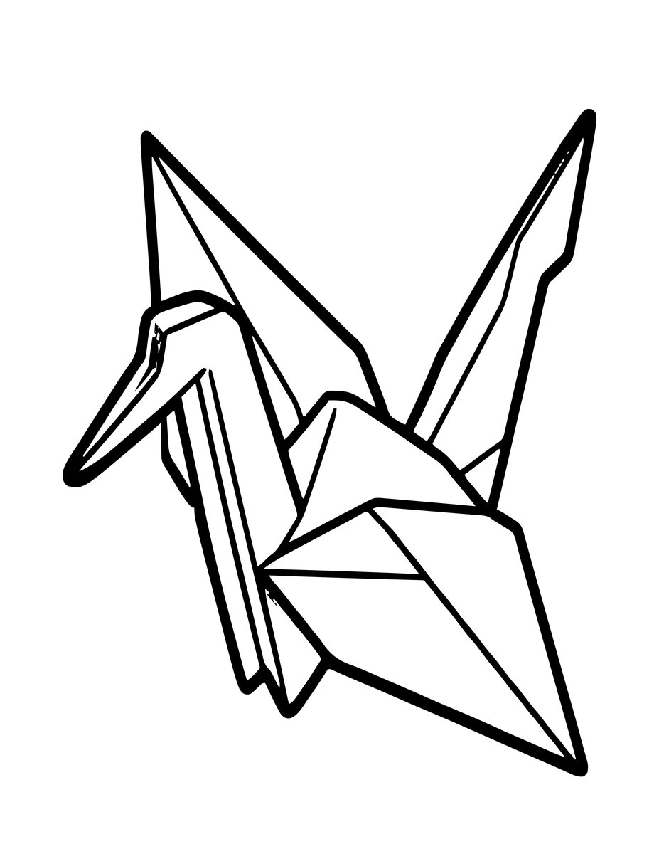Origami Crane - free printable coloring page