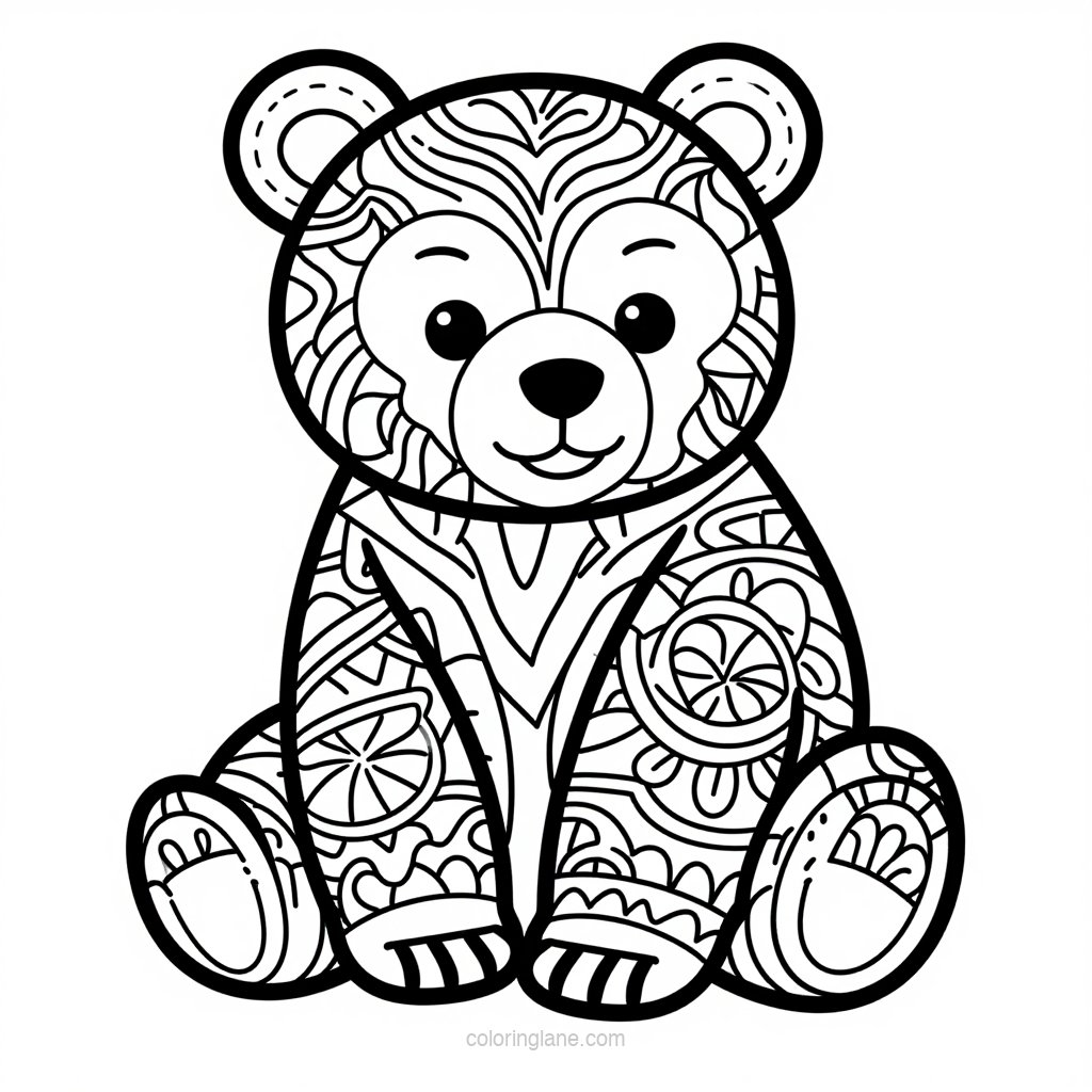 Origami Bear - free printable coloring page