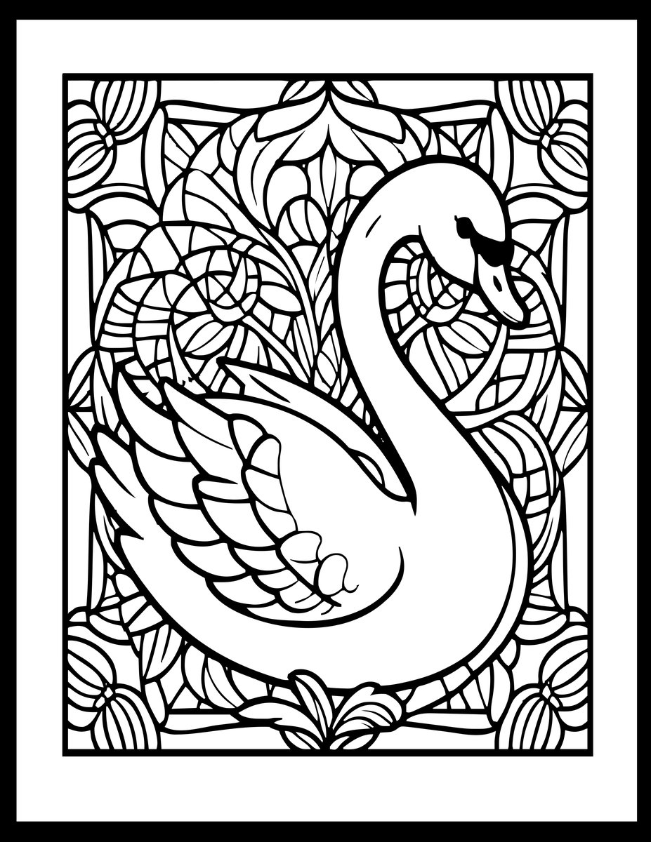 Origami Swan - free printable coloring page
