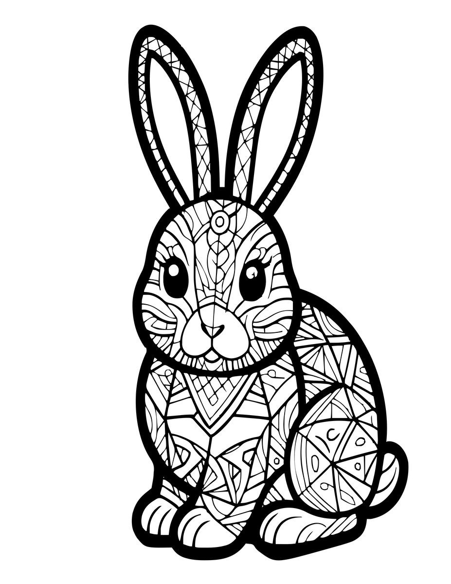 Origami Rabbit - free printable coloring page