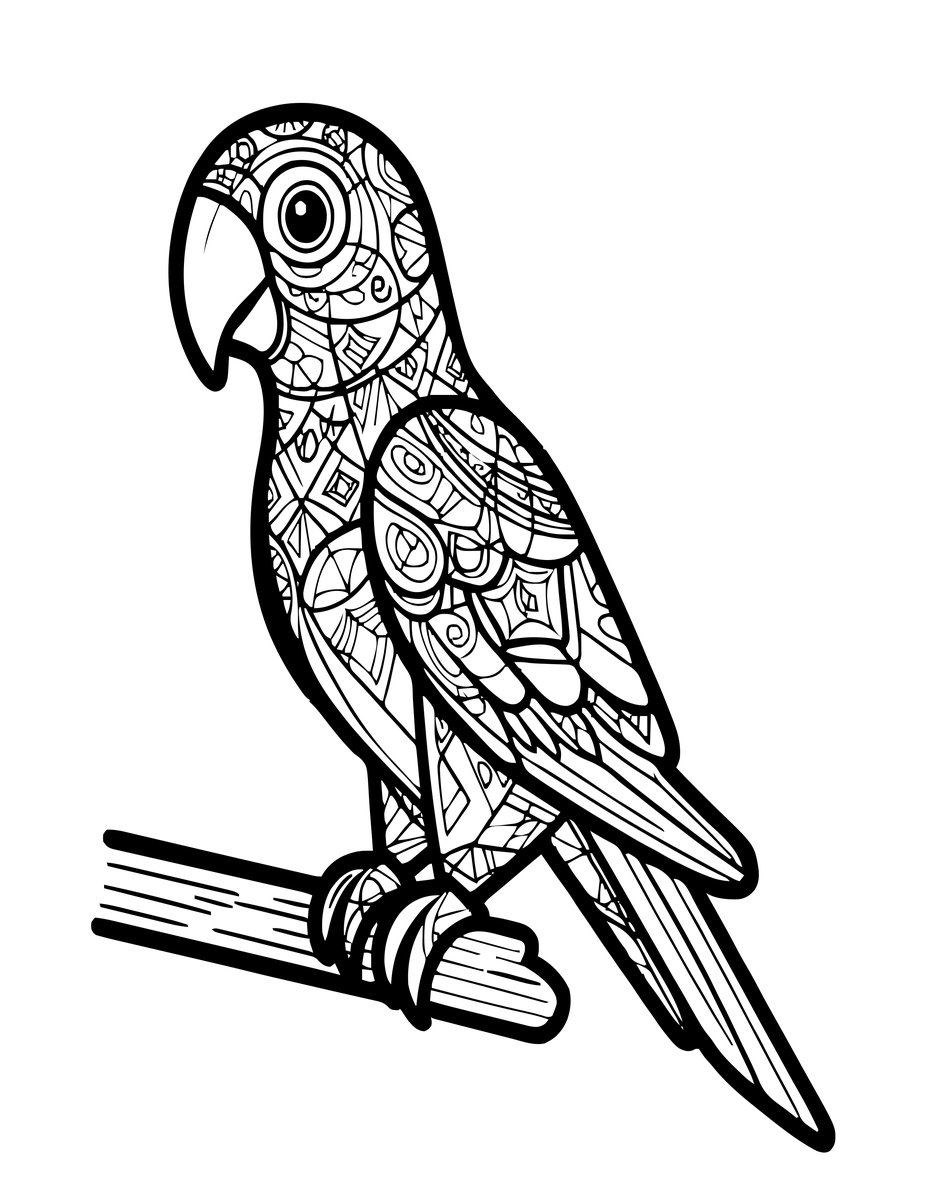 Origami Parrot - free printable coloring page