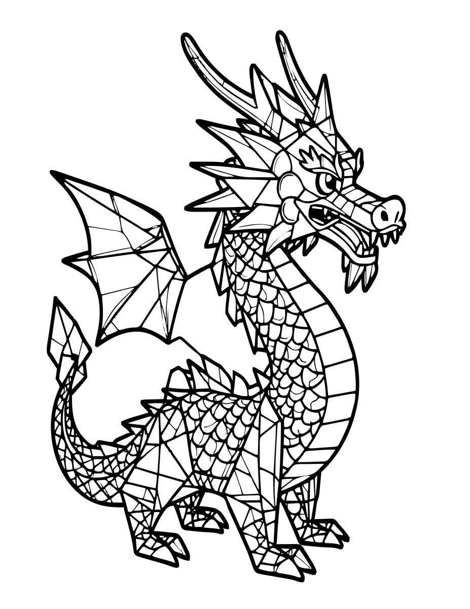Origami Dragon - free printable coloring page